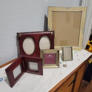 Vintage Lot Of 5 Photo Picture Frames, assorted styles table top piano toppers
